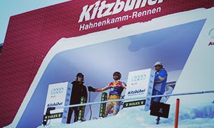 Hahnenkamm downhill ski race start hut.