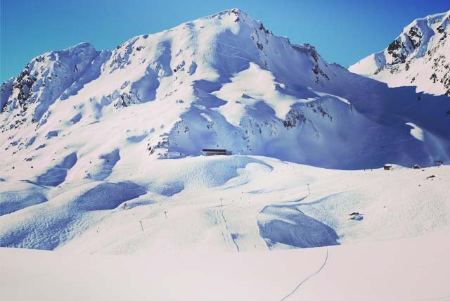 View over a snowy mountain