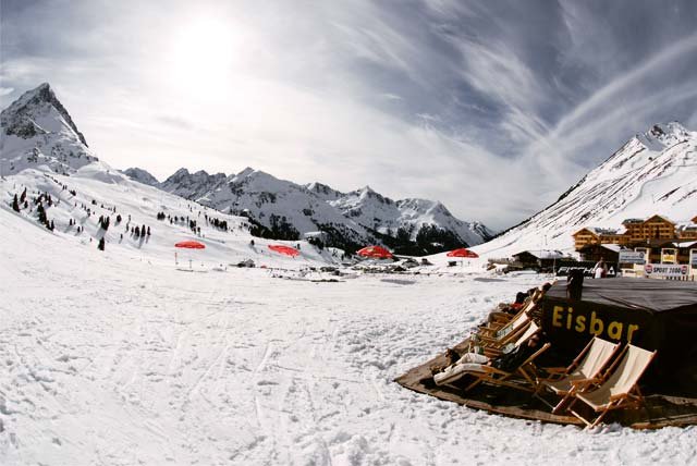 Bar terrace on a ski slope